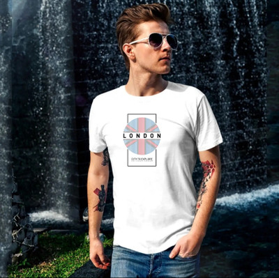 Magneto Printed Men Round Neck White T-Shirt