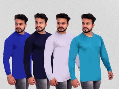 SM SHAYAM CREATION Solid Men Round Neck Multicolor T-Shirt