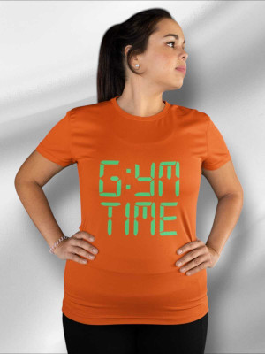 Clori Solid Women Round Neck Orange T-Shirt