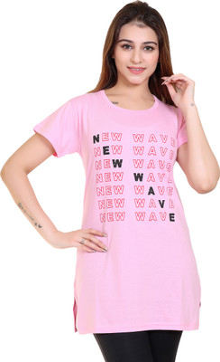 RG BY SS CLOTHING Typography Women Round Neck Pink T-Shirt