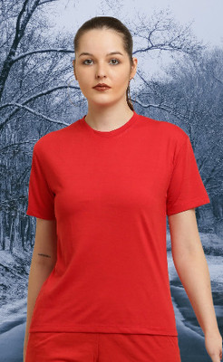 CANIDAE Solid Women Round Neck Red T-Shirt