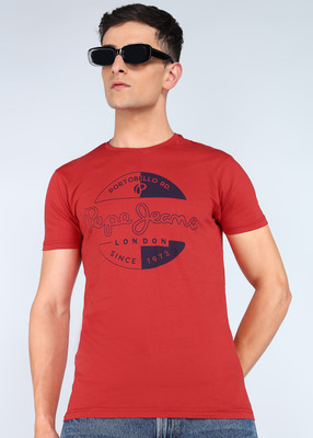Pepe Jeans Graphic Print Men Round Neck Red T-Shirt