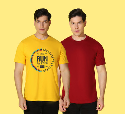WOOSTRO Printed Men Round Neck Multicolor T-Shirt