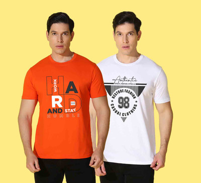 WOOSTRO Printed Men Round Neck Multicolor T-Shirt