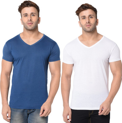 Moordale Fab Solid Men V Neck Multicolor T-Shirt