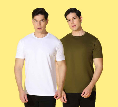 WOOSTRO Solid, Printed Men Round Neck Multicolor T-Shirt