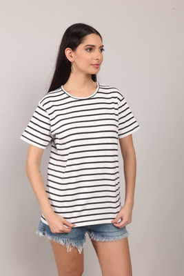 MODYNE Graphic Print, Solid Women Round Neck White T-Shirt