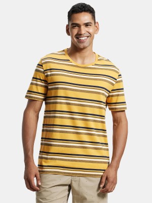 JOCKEY Striped Men Round Neck Yellow T-Shirt