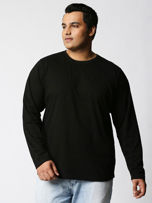OrrganicChics Solid Men Round Neck Black T-Shirt