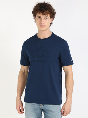 TOMMY HILFIGER Printed Men Crew Neck Blue T-Shirt