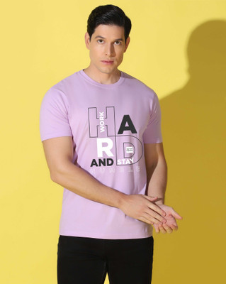 WOOSTRO Graphic Print Men Round Neck Purple T-Shirt