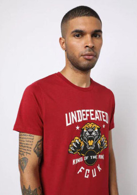French Connection Printed Men Round Neck Red T-Shirt