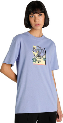 PUMA Printed Women Crew Neck Purple T-Shirt