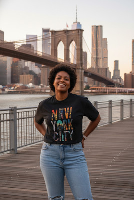 DivRa Clothing Graphic Print Women Round Neck Black T-Shirt