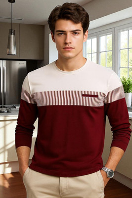 Autna Printed Men Round Neck Maroon T-Shirt