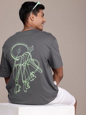 WROGN Printed Men Round Neck Grey T-Shirt