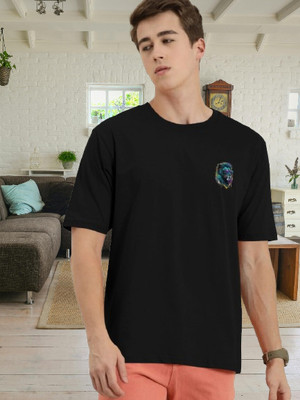 D D FASHION Printed Men Round Neck Black T-Shirt