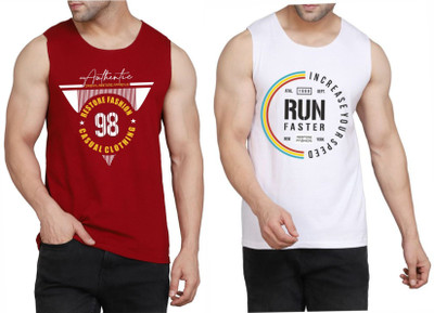 WOOSTRO Printed Men Scoop Neck Maroon, White T-Shirt