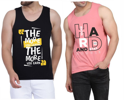 WOOSTRO Graphic Print Men Scoop Neck Black, Pink T-Shirt