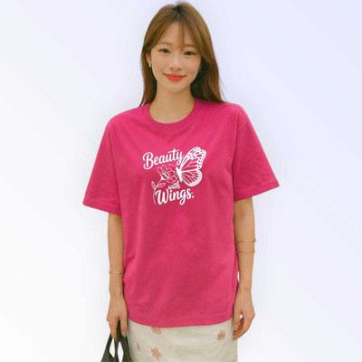 Stylicity Printed Women Round Neck Pink T-Shirt