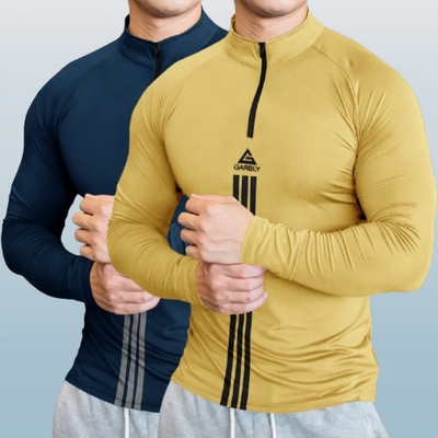 BELACHY Colorblock Men Henley Neck Blue T-Shirt