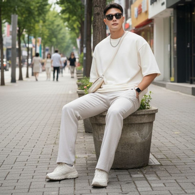 ZERO Solid Men Round Neck White T-Shirt