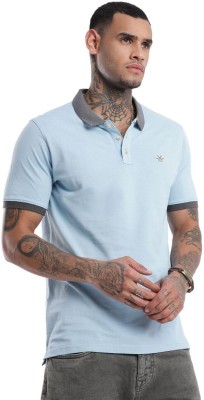 WROGN Solid Men Polo Neck Blue T-Shirt