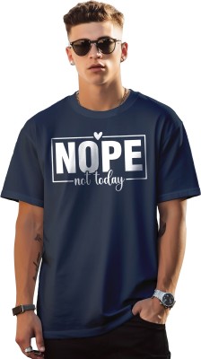 PeppyZone Typography Men Round Neck Navy Blue T-Shirt