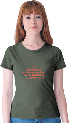 Special Trend Hub Graphic Print Women Round Neck Reversible Green T-Shirt