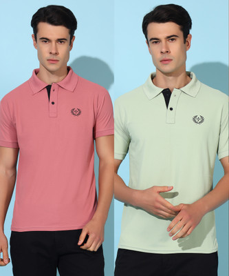 Christy World Solid Men Polo Neck Multicolor T-Shirt