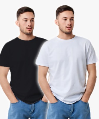 MKTEES Solid Men Round Neck White T-Shirt