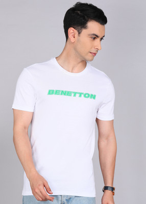 United Colors of Benetton Typography Men Round Neck White T-Shirt