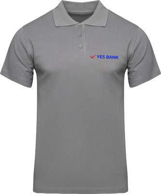 PrintHolic Printed Men Polo Neck Grey T-Shirt
