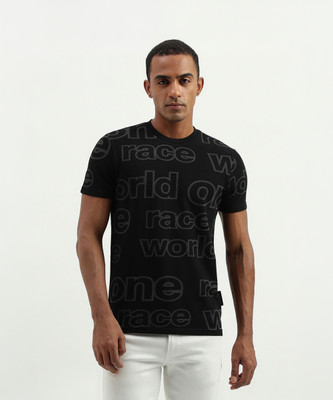 United Colors of Benetton Printed Men Round Neck Black T-Shirt
