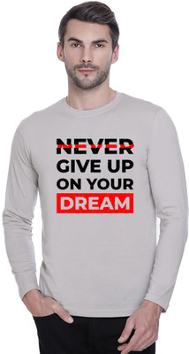 LV CARE Printed Men Round Neck Grey T-Shirt