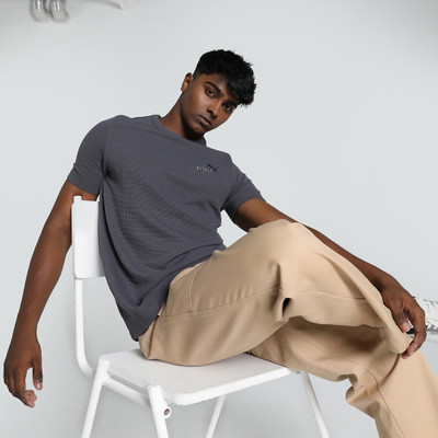 PUMA Solid Men Crew Neck Grey T-Shirt