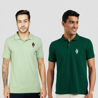 cnw Solid Men Polo Neck Multicolor T-Shirt