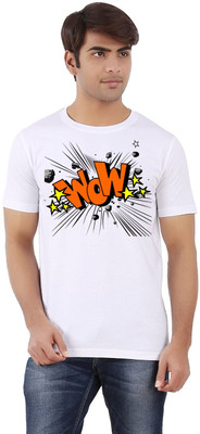 Clickwell Trending Printed Men Round Neck White T-Shirt