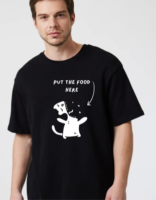 fashnobic Self Design Men Round Neck Black T-Shirt