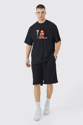 Stitchmeashirt Printed Men Round Neck Black T-Shirt
