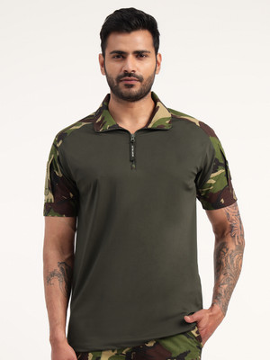 MOUNTMILLER Printed Men Polo Neck Green T-Shirt