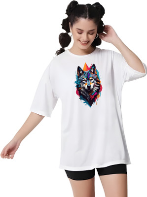 Kaido Graphic Print Women Round Neck White T-Shirt