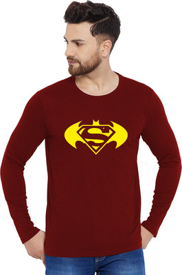 Organic Chics Printed Men Round Neck Maroon T-Shirt