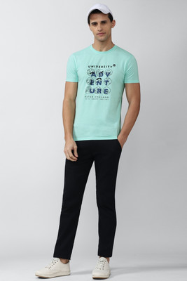 PETER ENGLAND Graphic Print Men Round Neck Blue T-Shirt