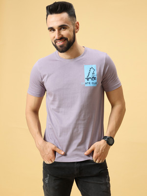 Estilocus Printed Men Round Neck Light Blue T-Shirt
