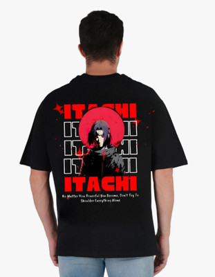 Mr Anime Printed Men Round Neck Reversible Black, Red T-Shirt