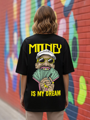 Manlino Graphic Print Women Round Neck Black T-Shirt