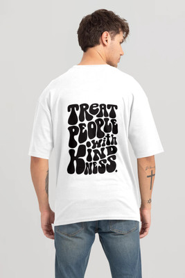 Trend Twist Printed Men Round Neck White T-Shirt