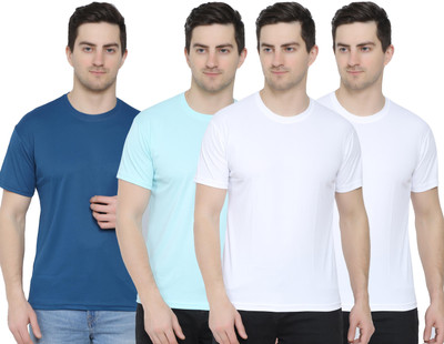 YUALIN CREATION Solid Men Round Neck White T-Shirt