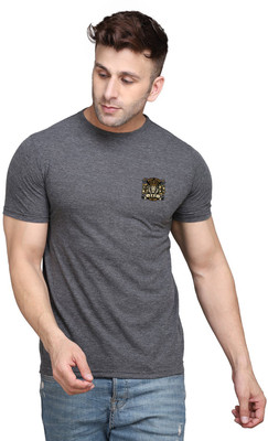 BEYOU FASHION Solid Men Round Neck Grey T-Shirt